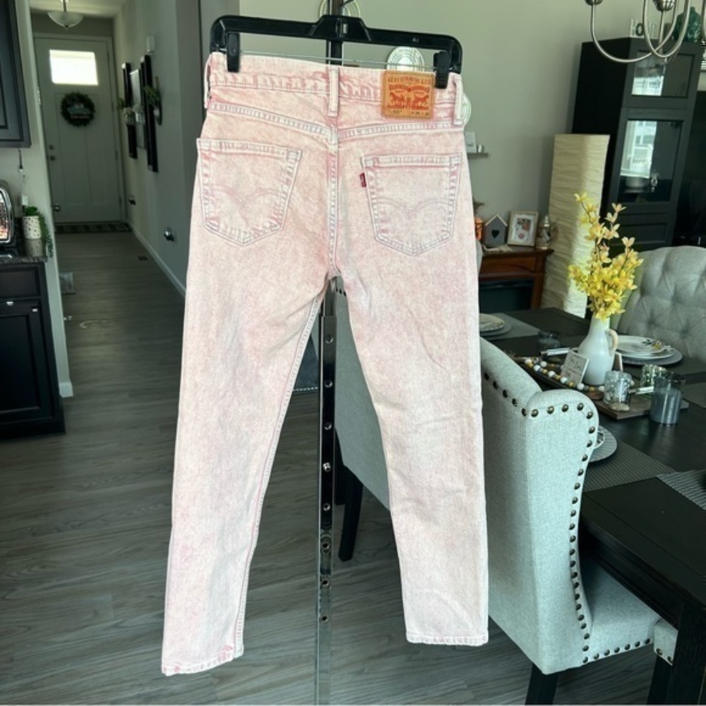 💋 Levi 511 High Rise Skinny Jeans Pink Acid Wash Sz 29x30